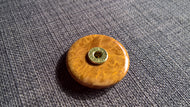 Supper large wooden Mallee burl brass button handmade turned upcycled