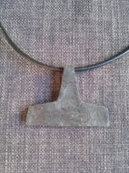 Larg Thors hammer mjolnir pendant necklace hand forged iron pagan