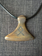 Odin rune viking norse large axe pendant necklace hand cast bronze