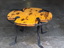 Coffee table rustic industrial steampunk wood forged iron handmade metal legs