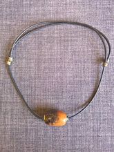Natural banksia pod amber necklace pendent leather metal handcrafted