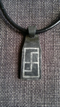 Hinduism inlaid silver pendant necklace hand forged iron pagan
