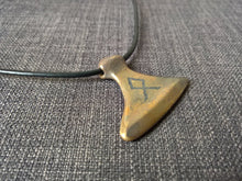 Odin rune viking norse large axe pendant necklace hand cast bronze