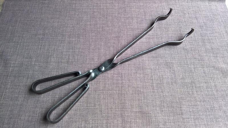 Short Heavy Duty Fire Tongs, Blacksmith Made, 33 Long, Ornate, Raku Tongs  to Use With a Kilnfree Shipping 