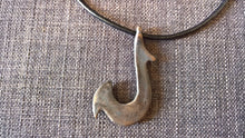 large hei matau fish hook pendant necklace hand cast bronze tribal