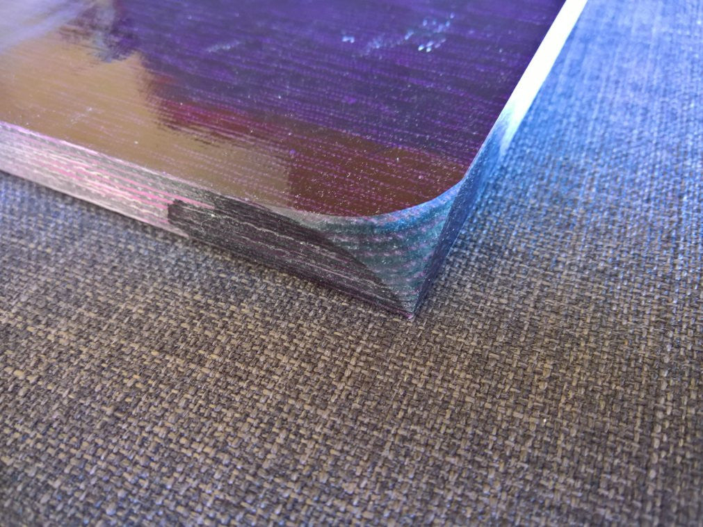 large Micarta knife scales purple and grey wool handmade handle