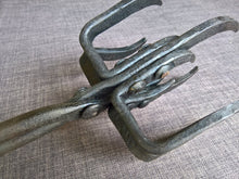 large fire tongs forged wrought iron blacksmith handmade rustic designer